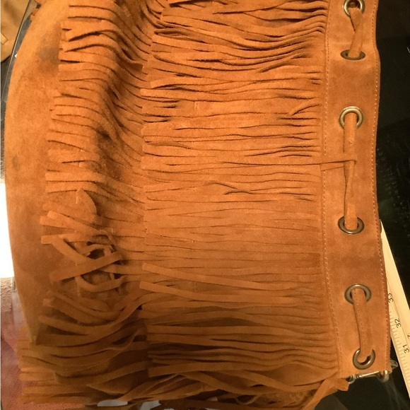 Frye and Co. Phoebe fringed leather suede boho bucket drawstring western bag - Picture 11 of 16